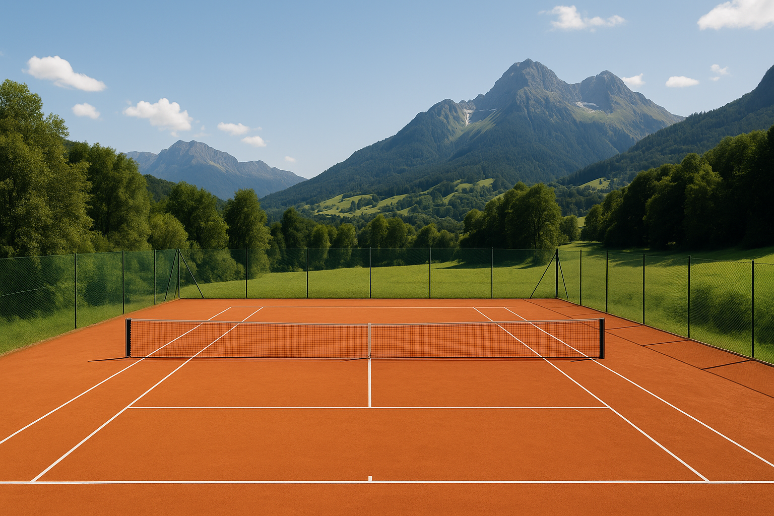 Illustration des terrains 11 m, 18 m et plein court avec balles rouge, orange, verte